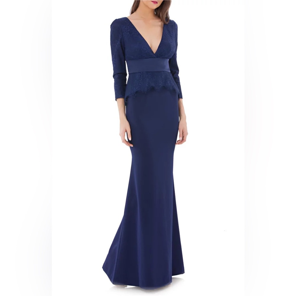 NWT JS Collections Navy Blue Gown, maxi dress US 12 elegant wedding guest
